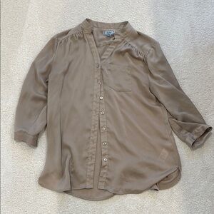 Izod Taupe Button-Up Blouse